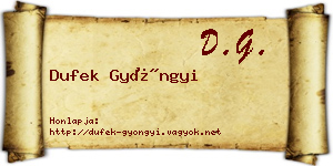 Dufek Gyöngyi névjegykártya